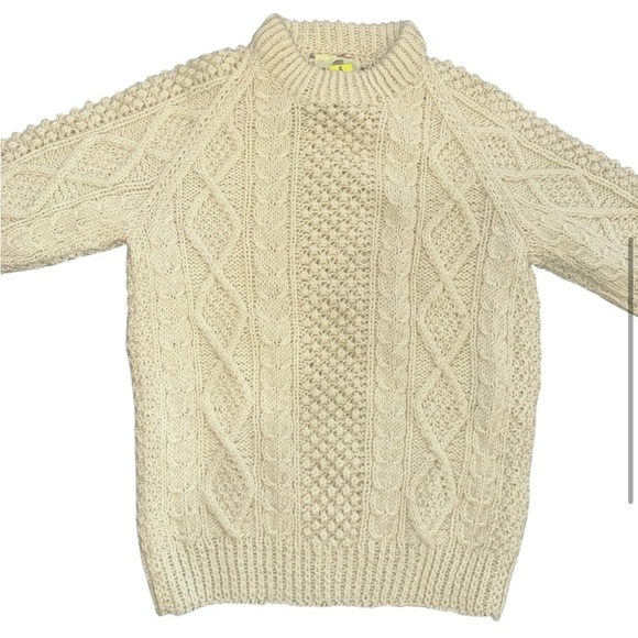 Vintage Bonner of Ireland Wool Cream Hand Knit Fisherman Sweater - Picture 2 of 5